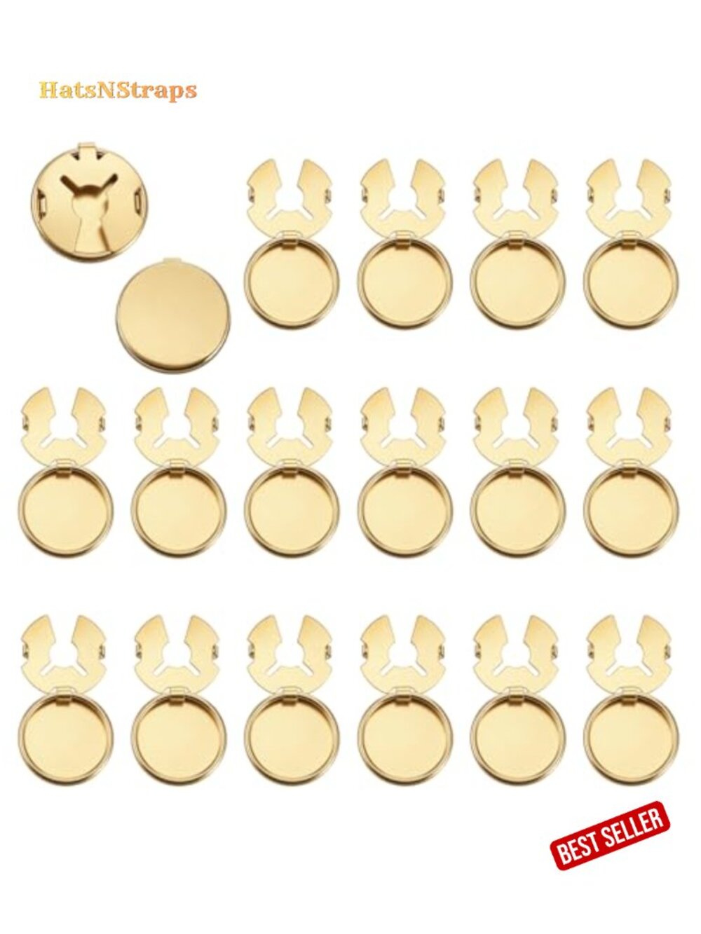 20 Brass Button Covers Round Cufflinks Clip-On Formal Shirt Accessories Sewing